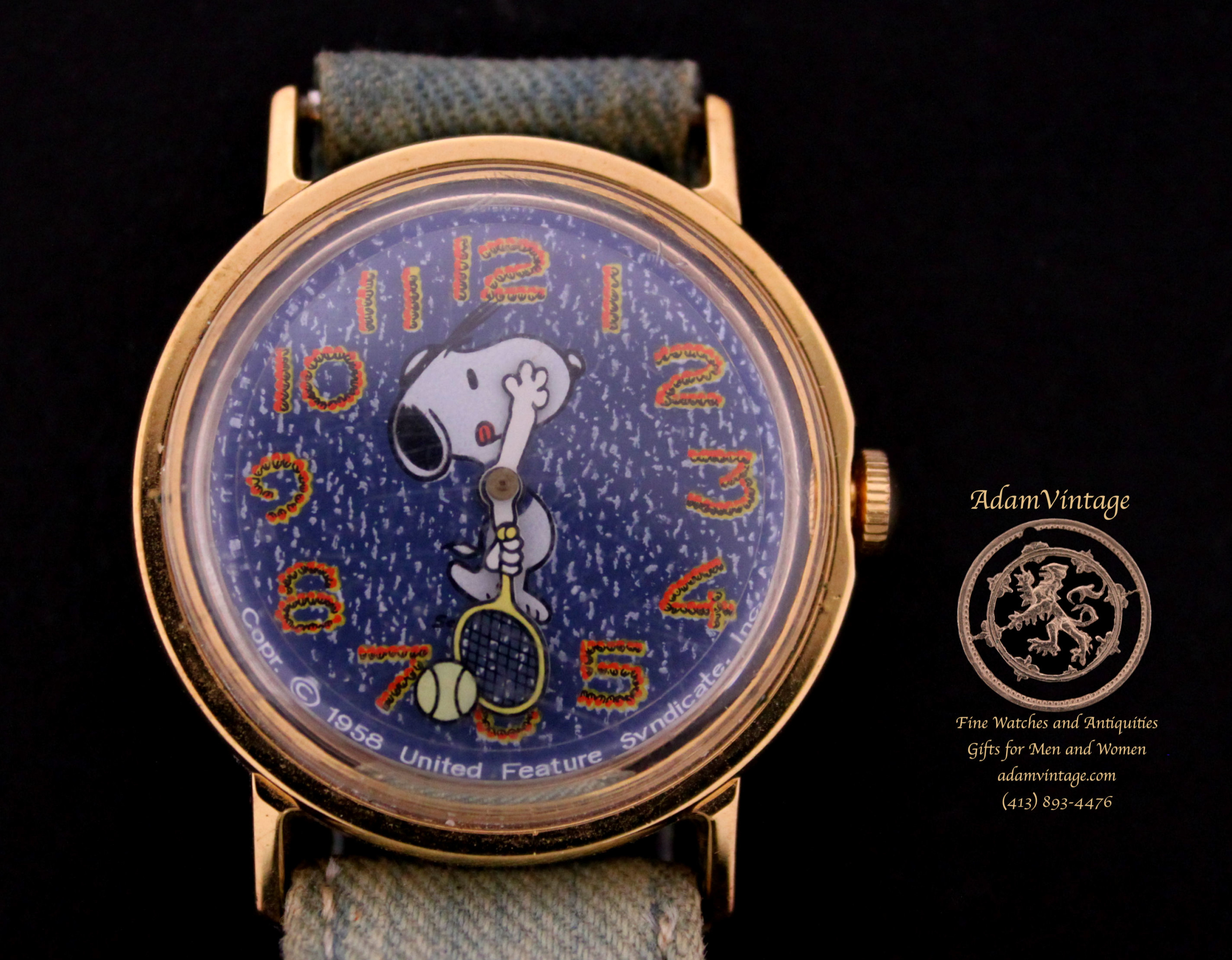 Snoopy Comic Tennis watch made by Timex USA /United Features Syndicate Inc  Vintage 1958
